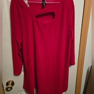 Curvesque Red Keyhole Asymetrical Dress
